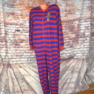Nick & Nora Large Striped Sock Monkey Footed Footie Pajamas PJs One Piece